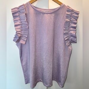 Zara Purple Ruffled Sleeveless Blouse